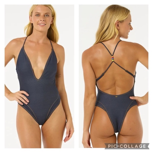 Rip Curl Dalias Denim Skimpy One Piece Swimsuit, SMALL - Picture 11 of 11